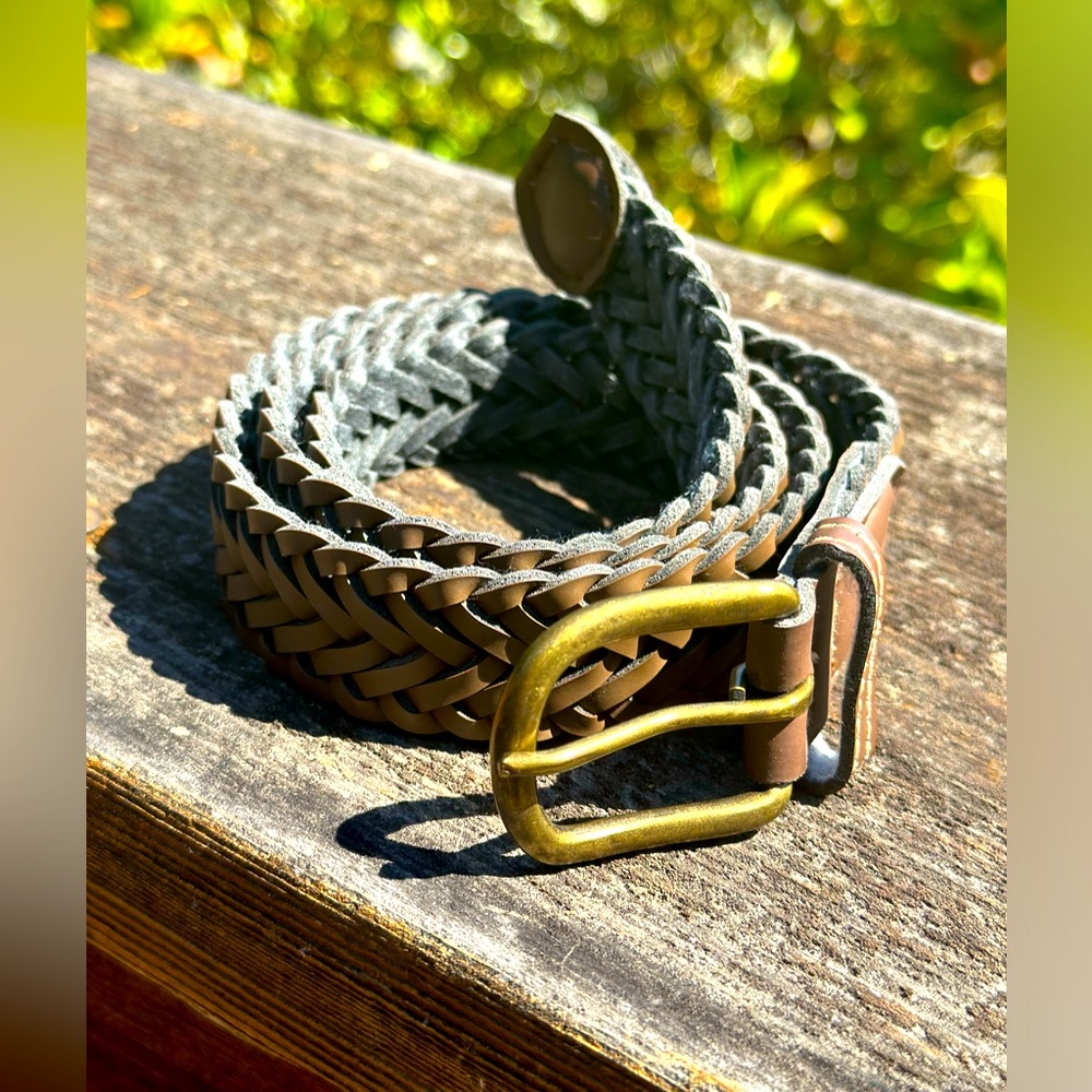 Braided Brown Leather Belt, women’s Size 12